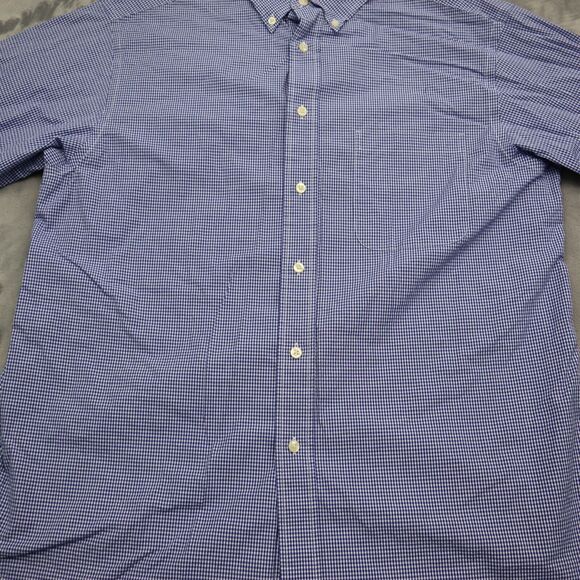 Roundtree Yorke Shirt Mens L Blue Checkered Button Down Long Sleeve Collared Top - Picture 10 of 16
